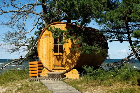 Letland: latvia, cap kolka, sauna, sea
