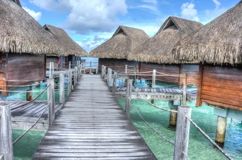 Frans-Polynesië: bora bora, over water bungalows, tropical, lagoon