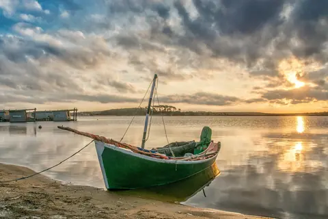 Uruguay: boat, lake, shore, fishing boat